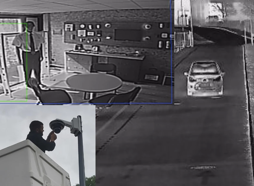 GROS PLAN SUR UNE CAM&Eacute;RA DE SURVEILLANCE D'UN CIRCUIT FERM&Eacute;, CCTV